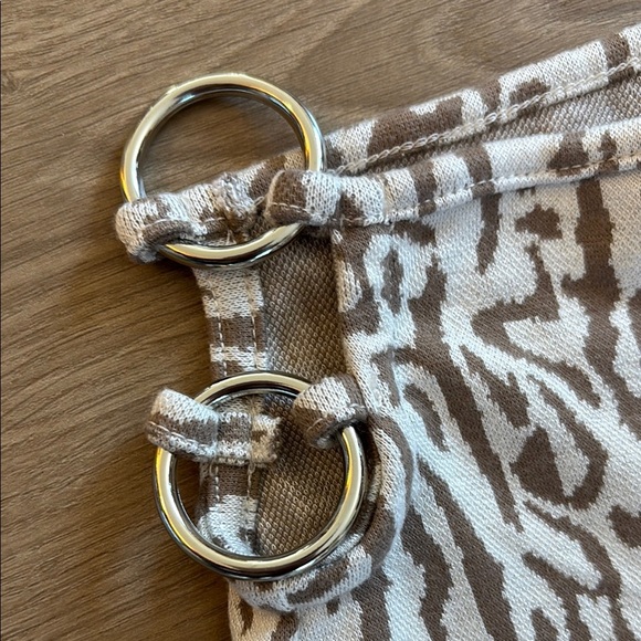 Elodie Ring Side Cutout Flare Geometric Earth Toned Stretch Pants 0117 - Picture 3 of 6